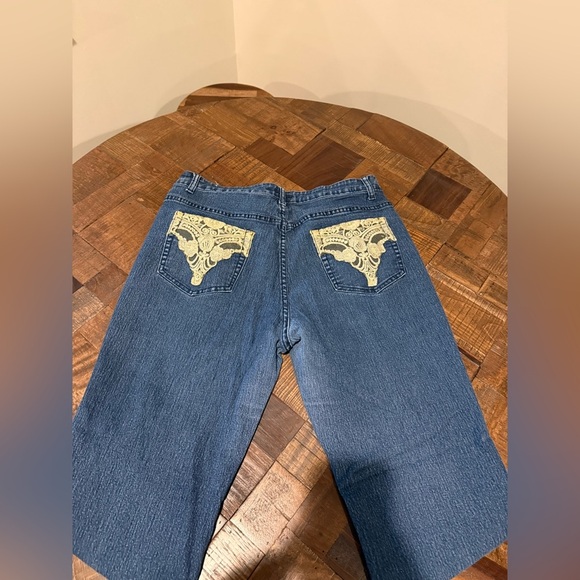 Women's Blue Crest Boot Cut Jeans with Lace Detail - Picture 1 of 4